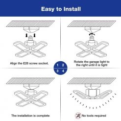80-Watt Black Deformable LED Adjustable Garage Light Semi-Flush Mount Lighting, 4-Leaf 6000K Daylight White (4-Pack) by YANSUN 14 80-Watt Black Deformable LED Adjustable Garage Light Semi-Flush Mount Lighting, 4-Leaf 6000K Daylight White (4-Pack) by YANSUN -YANSUN Shop black yansun flush mount lights h gl00501e26 2 1f 1000