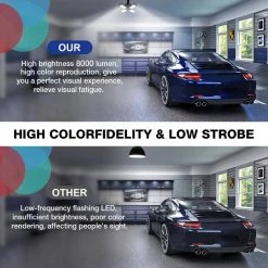 80-Watt Black Deformable LED Adjustable Garage Light Semi-Flush Mount Lighting, 4-Leaf 6000K Daylight White (4-Pack) by YANSUN 16 80-Watt Black Deformable LED Adjustable Garage Light Semi-Flush Mount Lighting, 4-Leaf 6000K Daylight White (4-Pack) by YANSUN -YANSUN Shop black yansun flush mount lights h gl00501e26 2 fa 1000