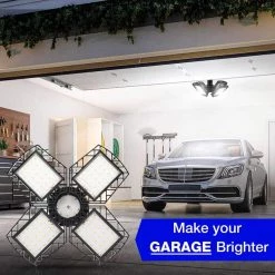 80-Watt Black Deformable LED Adjustable Garage Light Semi-Flush Mount Lighting, 4-Leaf 6000K Daylight White (2-Pack) by YANSUN -YANSUN Shop black yansun flush mount lights h gl00501e26 76 1000