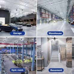 80-Watt Black Deformable LED Adjustable Garage Light Semi-Flush Mount Lighting, 4-Leaf 6000K Daylight White (4-Pack) by YANSUN -YANSUN Shop black yansun flush mount lights h xp07001e26 2 76 1000