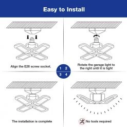 80-Watt Black Deformable LED Adjustable Garage Light Flush Mount Lighting, 4-Leaf 6000K Daylight White (4-Pack) by YANSUN -YANSUN Shop black yansun flush mount lights h xp07101e26 2 1f 1000