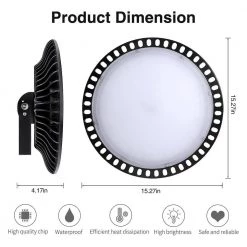 4 in. 300-Watt Equivalent Integrated LED Cool White Ultra-thin UFO High Bay Light, 6000K by YANSUN -YANSUN Shop black yansun high bay lights fx zg1230010 c3 1000