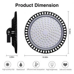 16.92 in. 500-Watt Equivalent Integrated LED UFO Black High Bay Light, 6500K by YANSUN -YANSUN Shop black yansun high bay lights fx zo0011200 c3 1000