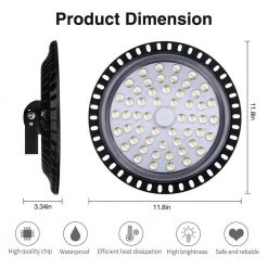 11.8 in. 200-Watt Black Equivalent Integrated LED Cool White UFO High Bay Light, 6500K by YANSUN 10 11.8 in. 200-Watt Black Equivalent Integrated LED Cool White UFO High Bay Light, 6500K by YANSUN -YANSUN Shop black yansun high bay lights fx zo0153900 c3 1000