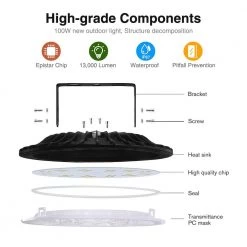 8.22 in. 100-Watt Black Equivalent Integrated LED Cool White UFO High Bay Light, 6500K by YANSUN 13 8.22 in. 100-Watt Black Equivalent Integrated LED Cool White UFO High Bay Light, 6500K by YANSUN -YANSUN Shop black yansun high bay lights fx zo0154000 44 1000