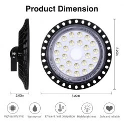 8.22 in. 100-Watt Black Equivalent Integrated LED Cool White UFO High Bay Light, 6500K by YANSUN 10 8.22 in. 100-Watt Black Equivalent Integrated LED Cool White UFO High Bay Light, 6500K by YANSUN -YANSUN Shop black yansun high bay lights fx zo0154000 c3 1000