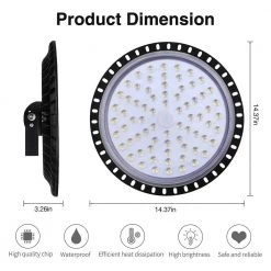16 in. 30000 Lumens Integrated LED UFO High Bay Light, 6500K by YANSUN -YANSUN Shop black yansun led panel lights fx zo0011100 c3 1000