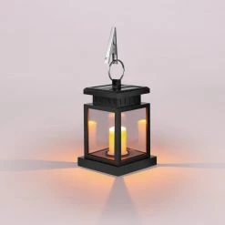 Solar Powered Hanging Lantern Outdoor Candle Effect Pendant Light in Warm White by YANSUN -YANSUN Shop black yansun outdoor pendant lights h so001 4f 1000
