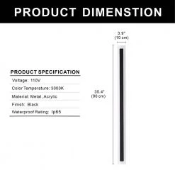 1-Light 35 in. Black Modern Integrated LED Indoor/Outdoor Porch Light Wall Lantern Sconce by YANSUN -YANSUN Shop black yansun outdoor sconces h wl035 4f 1000