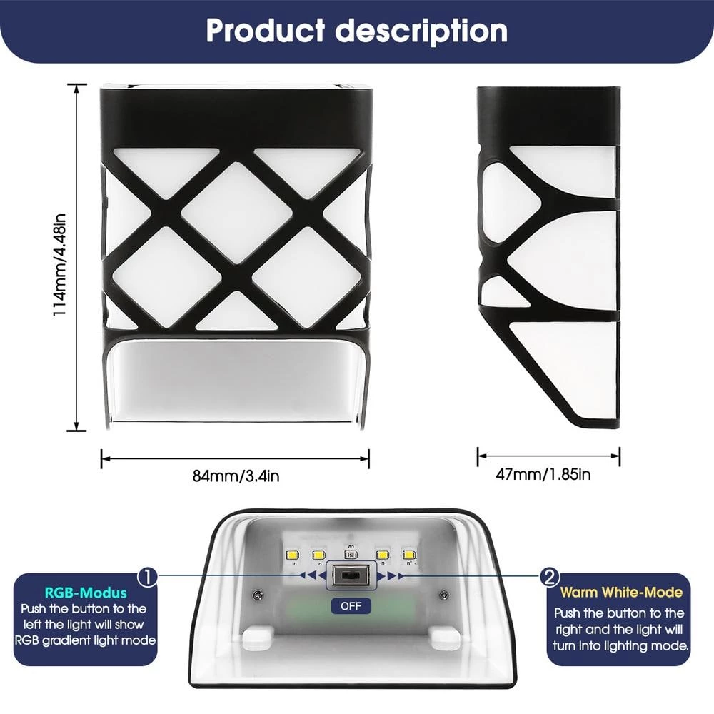 Solar Battery Black Integrated LED Dusk to Dawn Waterproof Decorative Deck Rail Light (6-Pack) by YANSUN 9 Solar Battery Black Integrated LED Dusk to Dawn Waterproof Decorative Deck Rail Light (6-Pack) by YANSUN - Image 7