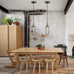 1-Light Black Cage Vintage Hardwired Mini Pendant with Gold Socket and Shade by YANSUN -YANSUN Shop black yansun pendant lights h dz093 44 1000