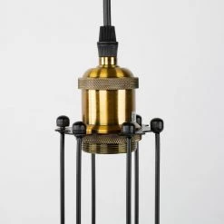 1-Light Black Cage Vintage Hardwired Mini Pendant with Gold Socket and Shade by YANSUN -YANSUN Shop black yansun pendant lights h dz093 4f 1000