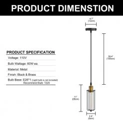 1-Light Black Cage Vintage Hardwired Mini Pendant with Gold Socket and Shade by YANSUN -YANSUN Shop black yansun pendant lights h dz093 c3 1000