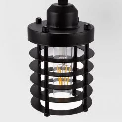 4.7 in. 1-Light Black Cage Modern Industrial Farmhouse Metal Mini Pendant with Barn Shape by YANSUN -YANSUN Shop black yansun pendant lights h dz116 4f 1000