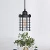 4.7 in. 1-Light Black Cage Modern Industrial Farmhouse Metal Mini Pendant with Barn Shape by YANSUN -YANSUN Shop black yansun pendant lights h dz116 64 1000