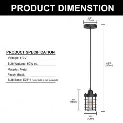 4.7 in. 1-Light Black Cage Modern Industrial Farmhouse Metal Mini Pendant with Barn Shape by YANSUN -YANSUN Shop black yansun pendant lights h dz116 c3 1000