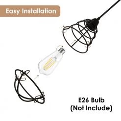 1-Light Aged Black Plug-in Pendant with Metal Cage Shade by YANSUN -YANSUN Shop black yansun pendant lights h hs01e26dp 1f 1000