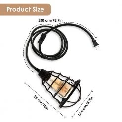 1-Light Aged Black Plug-in Pendant with Metal Cage Shade by YANSUN -YANSUN Shop black yansun pendant lights h hs01e26dp 44 1000