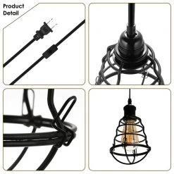 1-Light Aged Black Plug-in Pendant with Metal Cage Shade by YANSUN -YANSUN Shop black yansun pendant lights h hs01e26dp 4f 1000
