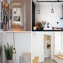 1-Light Aged Black Plug-in Pendant with Metal Cage Shade by YANSUN -YANSUN Shop black yansun pendant lights h hs01e26dp 76 1000