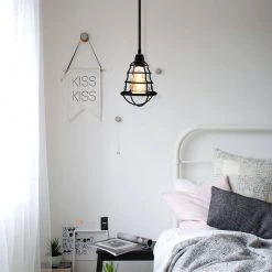 1-Light Aged Black Plug-in Pendant with Metal Cage Shade by YANSUN -YANSUN Shop black yansun pendant lights h hs01e26dp fa 1000