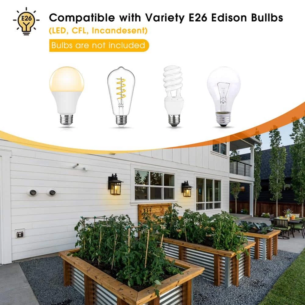 1-Light Black Outdoor Wall Lantern Sconce with Clear Glass by YANSUN 6 1-Light Black Outdoor Wall Lantern Sconce with Clear Glass by YANSUN - Image 4