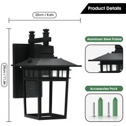 1-Light Black Outdoor Wall Lantern Sconce with Clear Glass by YANSUN 11 1-Light Black Outdoor Wall Lantern Sconce with Clear Glass by YANSUN -YANSUN Shop black yansun vanity lighting h wl001 4f 1000