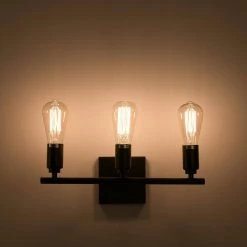 15.7 in. 3-Light Black Iron Vanity Light with Painted Matte by YANSUN -YANSUN Shop black yansun vanity lighting h wl005 44 1000