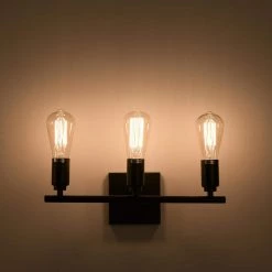 16 in. 3-Light Black Iron Vanity Light with Painted Matte by YANSUN -YANSUN Shop black yansun vanity lighting h wl005 n1 44 1000