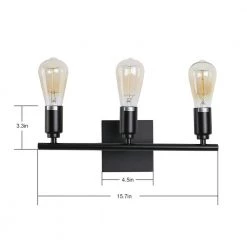 16 in. 3-Light Black Iron Vanity Light with Painted Matte by YANSUN -YANSUN Shop black yansun vanity lighting h wl005 n1 c3 1000
