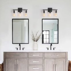 16 in. 3-Light Black Iron Vanity Light with Painted Matte by YANSUN -YANSUN Shop black yansun vanity lighting h wl005 n1 fa 1000