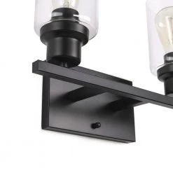 14.5 in. 2-Light Matte Black Vanity Light with Clear Glass Shade by YANSUN -YANSUN Shop black yansun vanity lighting h wl006 4f 1000