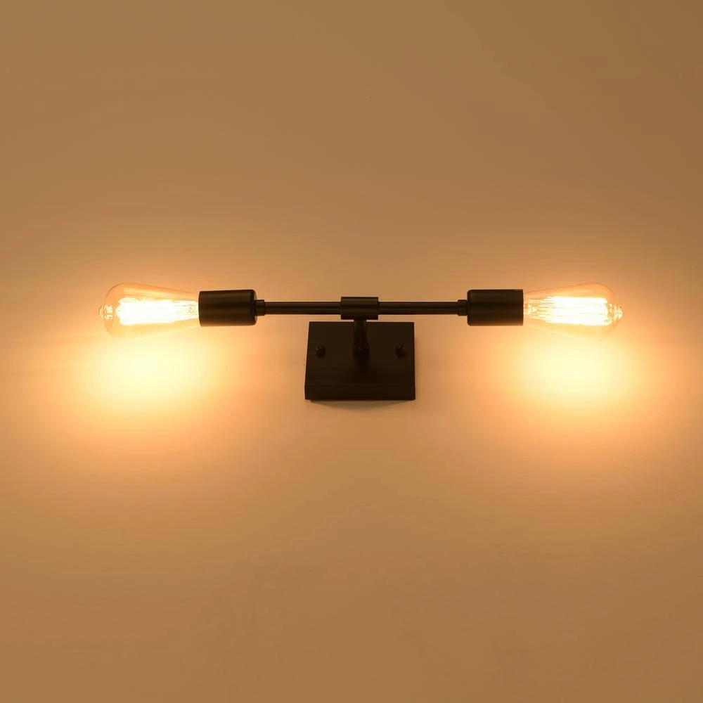 13.4 in. 2-Light Black Iron Vanity Light with Painted Matte (2-Pack) by YANSUN 8 13.4 in. 2-Light Black Iron Vanity Light with Painted Matte (2-Pack) by YANSUN - Image 6