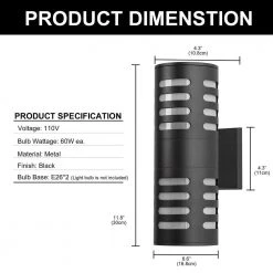 11.81 in. 2-Light Black Cylinder Modern E26 Base LED Indoor/Outdoor Porch Light Wall Lantern Sconce by YANSUN -YANSUN Shop black yansun vanity lighting h wl074 c3 1000