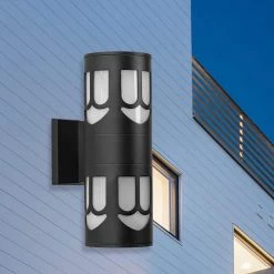 11.81 in. 2-Light Black Cylinder Modern E26 Base LED Indoor/Outdoor Porch Light Wall Lantern Sconce by YANSUN -YANSUN Shop black yansun vanity lighting h wl075 76 1000