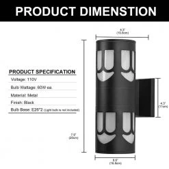 11.81 in. 2-Light Black Cylinder Modern E26 Base LED Indoor/Outdoor Porch Light Wall Lantern Sconce by YANSUN -YANSUN Shop black yansun vanity lighting h wl075 c3 1000