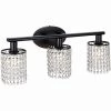 20.87 in.3-Light Matte Black Vanity Wall Lamp with Crystal Shade by YANSUN -YANSUN Shop black yansun wall lamps h wl009 2 64 1000