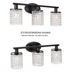 20.87 in.3-Light Matte Black Vanity Wall Lamp with Crystal Shade by YANSUN -YANSUN Shop black yansun wall lamps h wl009 2 76 1000