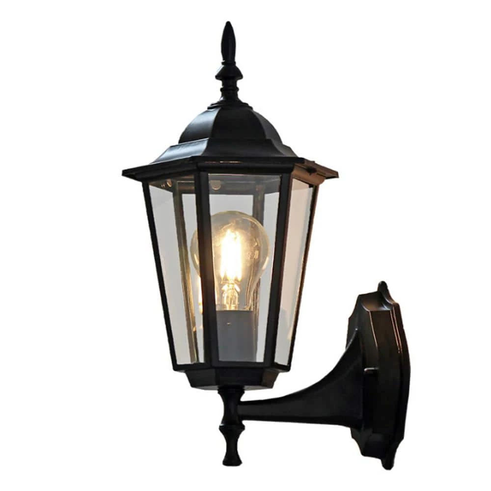 7 in. 1-Light 60-Watt Black Waterproof Outdoor Wall Pack Light Lantern with Glass Shade by YANSUN 5 7 in. 1-Light 60-Watt Black Waterproof Outdoor Wall Pack Light Lantern with Glass Shade by YANSUN - Image 3