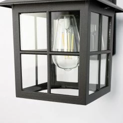 7 in. 1-Light 60-Watt Black Cube Grid Waterproof Outdoor Wall Pack Light Lantern with Clear Glass Shade by YANSUN -YANSUN Shop black yansun wall pack lights h wl062 1f 1000