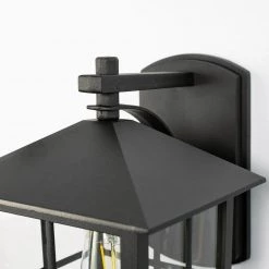 7 in. 1-Light 60-Watt Black Cube Grid Waterproof Outdoor Wall Pack Light Lantern with Clear Glass Shade by YANSUN -YANSUN Shop black yansun wall pack lights h wl062 44 1000