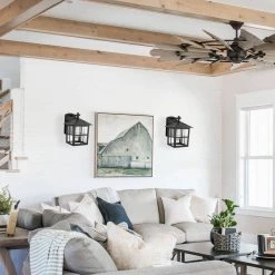 7 in. 1-Light 60-Watt Black Cube Grid Waterproof Outdoor Wall Pack Light Lantern with Clear Glass Shade by YANSUN -YANSUN Shop black yansun wall pack lights h wl062 76 1000