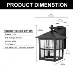 7 in. 1-Light 60-Watt Black Cube Grid Waterproof Outdoor Wall Pack Light Lantern with Clear Glass Shade by YANSUN -YANSUN Shop black yansun wall pack lights h wl062 c3 1000