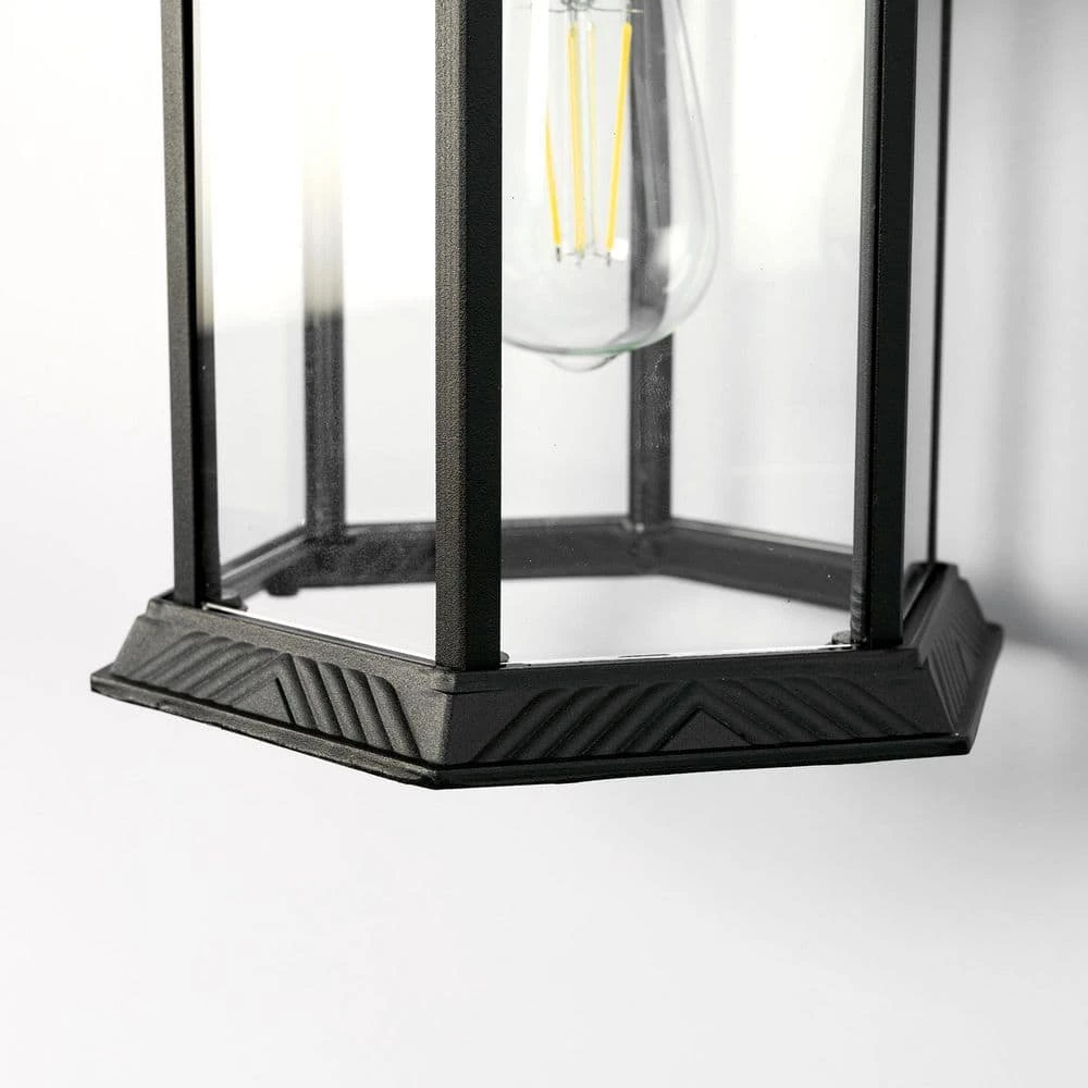 8 in. 1-Light 60-Watt Black Waterproof Outdoor Wall Pack Light with Clear Glass Shade by YANSUN 8 8 in. 1-Light 60-Watt Black Waterproof Outdoor Wall Pack Light with Clear Glass Shade by YANSUN - Image 6