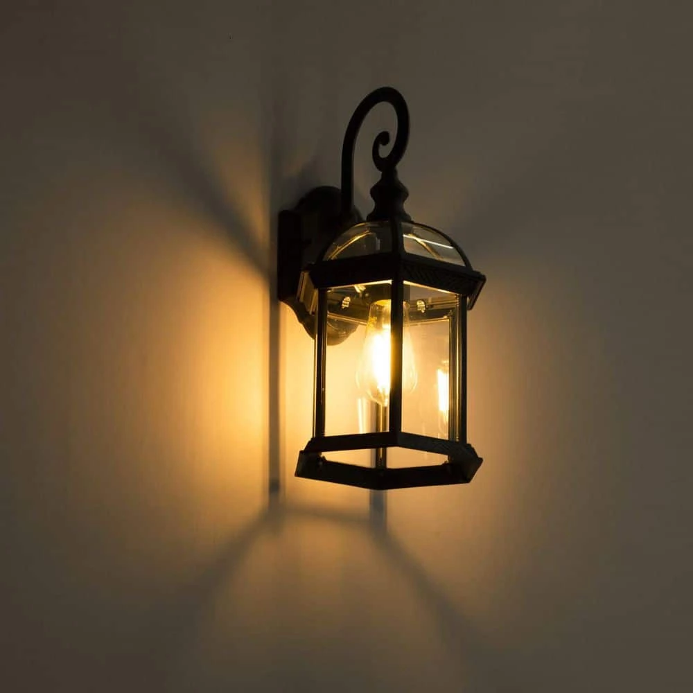 8 in. 1-Light 60-Watt Black Waterproof Outdoor Wall Pack Light with Clear Glass Shade by YANSUN 6 8 in. 1-Light 60-Watt Black Waterproof Outdoor Wall Pack Light with Clear Glass Shade by YANSUN - Image 4