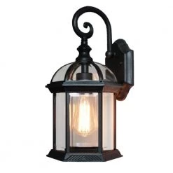 8 in. 1-Light 60-Watt Black Waterproof Outdoor Wall Pack Light with Clear Glass Shade by YANSUN