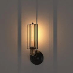 10.63 in.1-Light Dimmable Black Wall Lamp with Caged Shaded by YANSUN -YANSUN Shop black yansun wall sconces h wl016 4f 1000