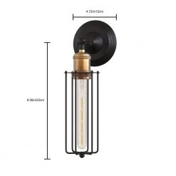 10.63 in.1-Light Dimmable Black Wall Lamp with Caged Shaded by YANSUN -YANSUN Shop black yansun wall sconces h wl016 c3 1000