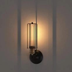 10.63 in. 1-Light Dimmable Black Sconce Wall Lamp with Metal Caged Shaded by YANSUN -YANSUN Shop black yansun wall sconces h wl016n1 4f 1000