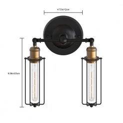 9.84 in. 2-Light U-Shaped Dimmable Black Wall Lamp with Caged Shaded by YANSUN -YANSUN Shop black yansun wall sconces h wl017n1 4f 1000